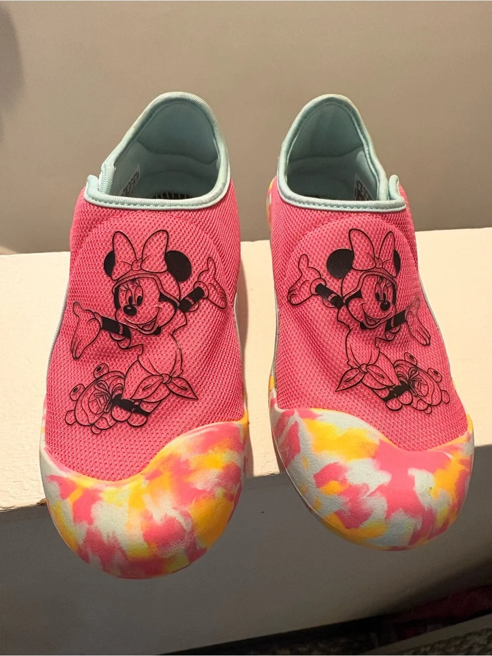 adidas Kids Pink Minnie Mouse Slip-On Water Shoes with Pastel Accents